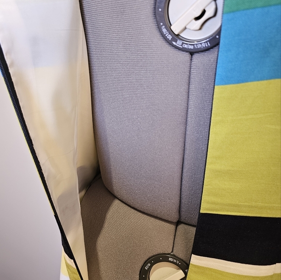 Custom handmade yellow green navy stripes linen sleeveless midi dress size 12 US - Picture 5 of 5